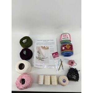 Flax & Twine Crochet Pattern Bundle Aunt Lydias South Maid DMC Thread Hooks Lot
